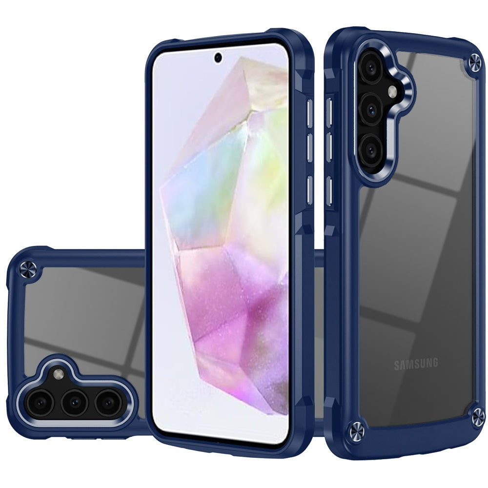 For Samsung A36 Case Hybrid Metal Buttons Raised Camera Lip + Tempered Glass