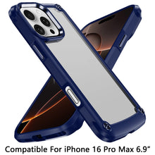 For iPhone 16 PRO MAX Case Hybrid Metal Button Raised Camera Lip +Tempered Glass