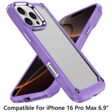 For iPhone 16 PRO MAX Case Hybrid Metal Button Raised Camera Lip +Tempered Glass