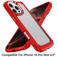 For iPhone 16 PRO MAX Case Hybrid Metal Button Raised Camera Lip +Tempered Glass