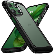 For Moto G Power 2025 Case Hybrid w/ Metal Buttons Clear Back + Tempered Glass