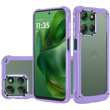 For Moto G Power 2025 Case Hybrid w/ Metal Buttons Clear Back + Tempered Glass