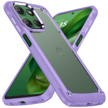 For Moto G Power 2025 Case Hybrid w/ Metal Buttons Clear Back + Tempered Glass