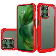 For Moto G Power 2025 Case Hybrid w/ Metal Buttons Clear Back + Tempered Glass