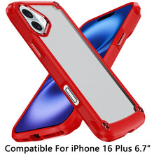 For iPhone 16 Plus 6.7in Case Metal Button Raised Camera Lip + Tempered Glass