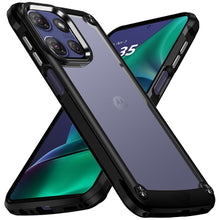For Moto G Stylus 2025 Case Hybrid w/ Metal Buttons Clear Back + Tempered Glass