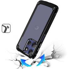 For Moto G Stylus 2025 Case Hybrid w/ Metal Buttons Clear Back + Tempered Glass