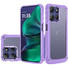 For Moto G Stylus 2025 Case Hybrid w/ Metal Buttons Clear Back + Tempered Glass