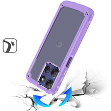 For Moto G Stylus 2025 Case Hybrid w/ Metal Buttons Clear Back + Tempered Glass