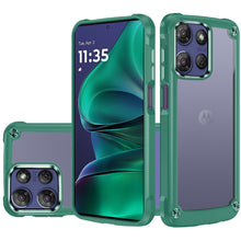For Moto G Stylus 2025 Case Hybrid w/ Metal Buttons Clear Back + Tempered Glass