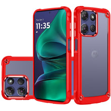 For Moto G Stylus 2025 Case Hybrid w/ Metal Buttons Clear Back + Tempered Glass