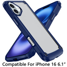 For iPhone 16 6.1inch Case Hybrid Metal Button Raised Camera Lip +Tempered Glass