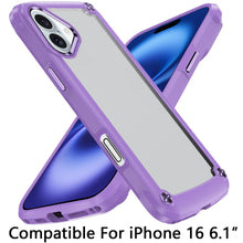 For iPhone 16 6.1inch Case Hybrid Metal Button Raised Camera Lip +Tempered Glass
