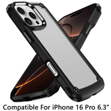 For iPhone 16 Pro 6.3in Case Metal Button Raised Camera Lip + Tempered Glass