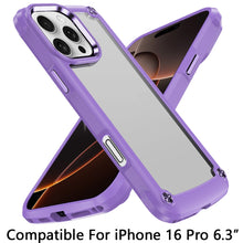 For iPhone 16 Pro 6.3in Case Metal Button Raised Camera Lip + Tempered Glass