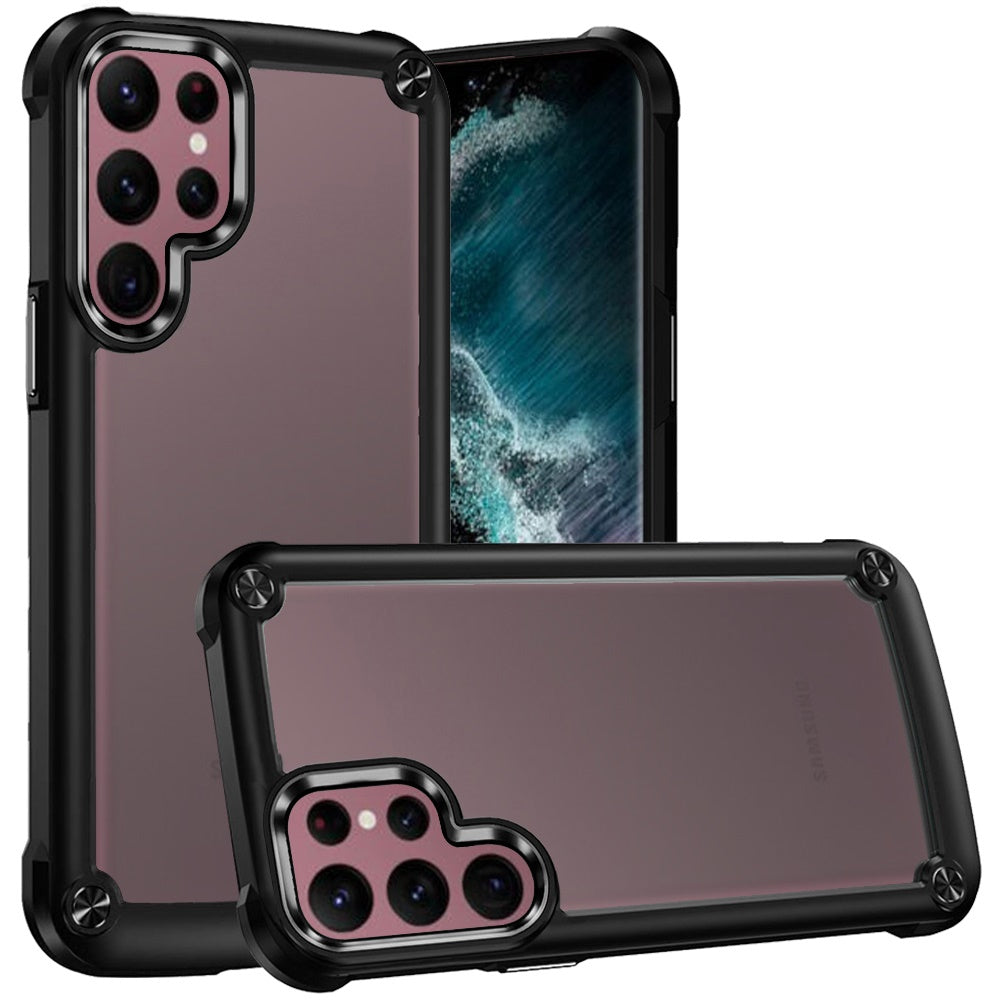 For Samsung S23 Case Hybrid Phone Cover with Metal Buttons and Raised Camera Lip