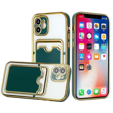 For iPhone 13 PRO Case Electroplated Gold Outline Card Holder Fashion Cover