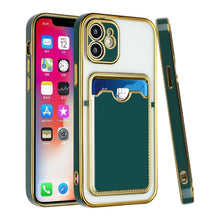 For iPhone 13 PRO Case Electroplated Gold Outline Card Holder Fashion Cover