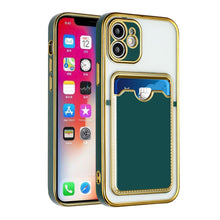 For iPhone 13 PRO Case Electroplated Gold Outline Card Holder Fashion Cover