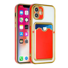 For iPhone 13 PRO Case Electroplated Gold Outline Card Holder Fashion Cover