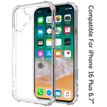 For iPhone 16 Plus 6.7in Case Shockproof Corner Protection Cover +Tempered Glass