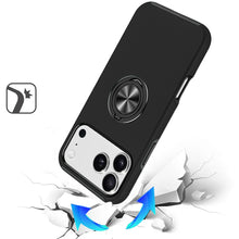 For iPhone 17 Pro Max Case Rubber Dual Layer Magnetic RingStand + Tempered Glass