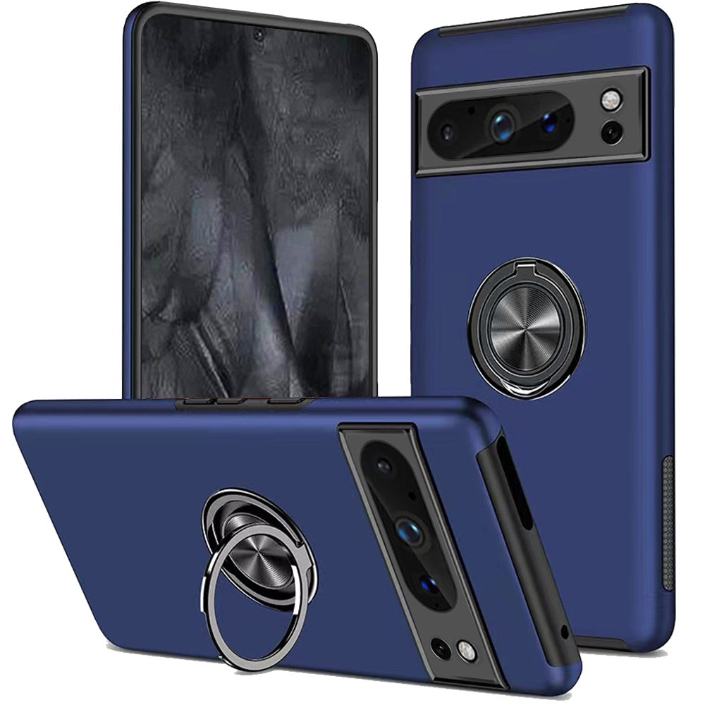 For Google Pixel 8 PRO 5G Case Rubberized Dual Layer Magnetic Ring Stand