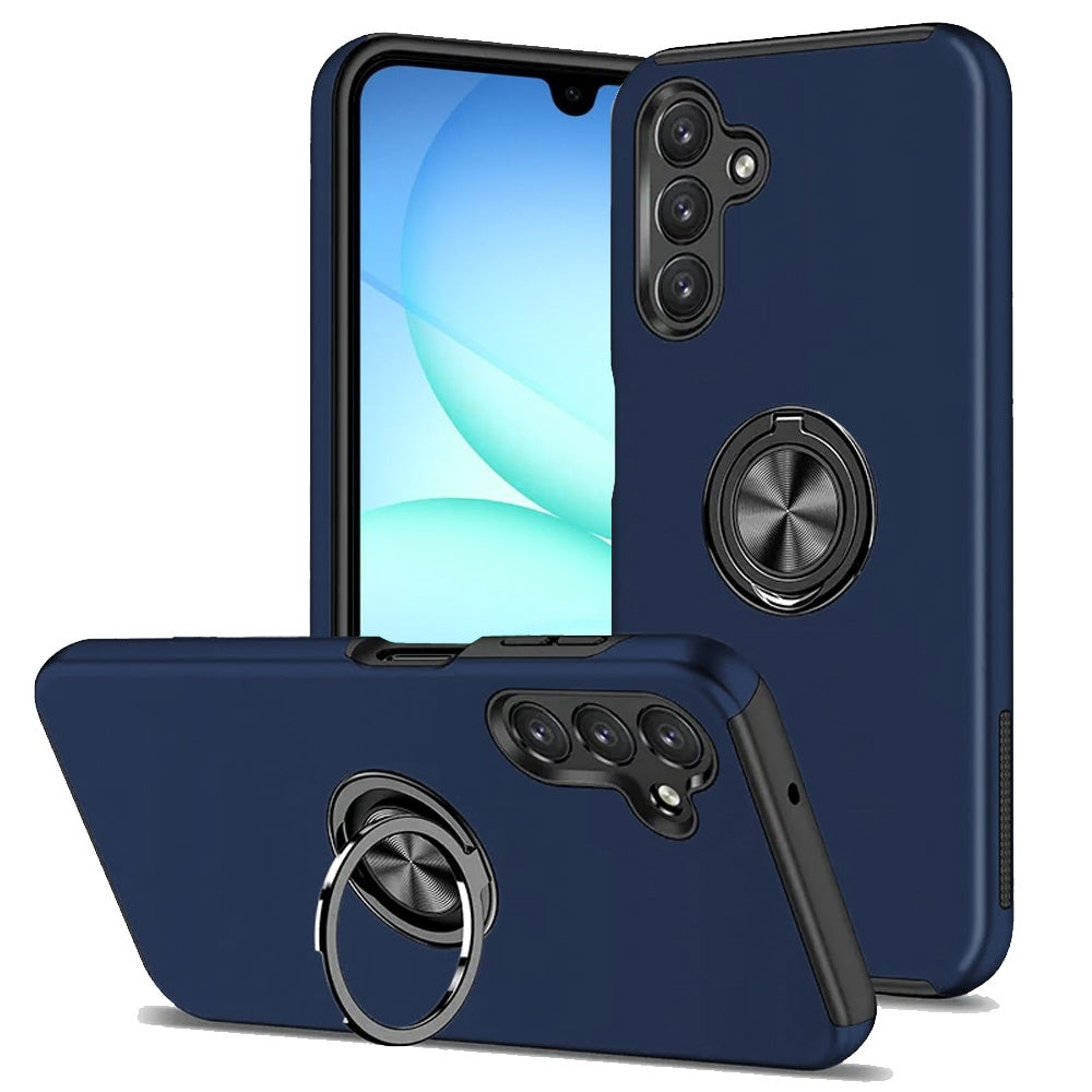 For Samsung A17 5G Case Rubber Dual Layer Magnetic RingStand + Tempered Glass