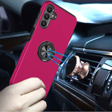 For Samsung A17 5G Case Rubber Dual Layer Magnetic RingStand + Tempered Glass