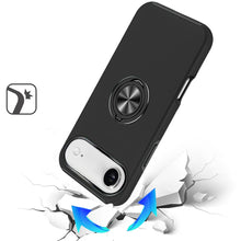 For iPhone Air Case Rubberized Dual Layer Metal Ring Stand Cover +Tempered Glass