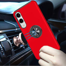 For Samsung S25 Edge Case Fused Dual Layer Magnetic Ring Stand + Tempered Glass