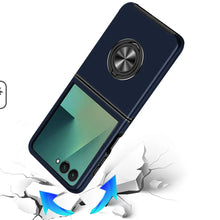 For Samsung Z Flip7 Case Rubber Dual Layer Magnetic RingStand + Tempered Glass