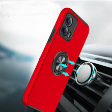 For Moto G Power 5G 2024 Case Rubber Dual Layer Magnetic Ring +Tempered Glass