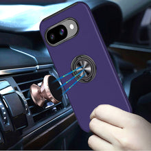 For Google Pixel 9a Case Rubber Dual Layer Magnetic RingStand + Tempered Glass