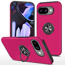 For Google Pixel 9a Case Rubber Dual Layer Magnetic RingStand + Tempered Glass