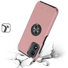 For Moto G Play 2024 Case Rubber Dual Layer Magnetic Ring Hybrid +Tempered Glass