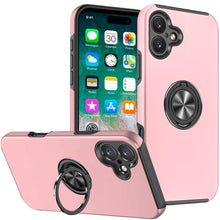 For iPhone 16 Plus 6.7in Case Dual Layered Magnetic Ring Stand + Tempered Glass