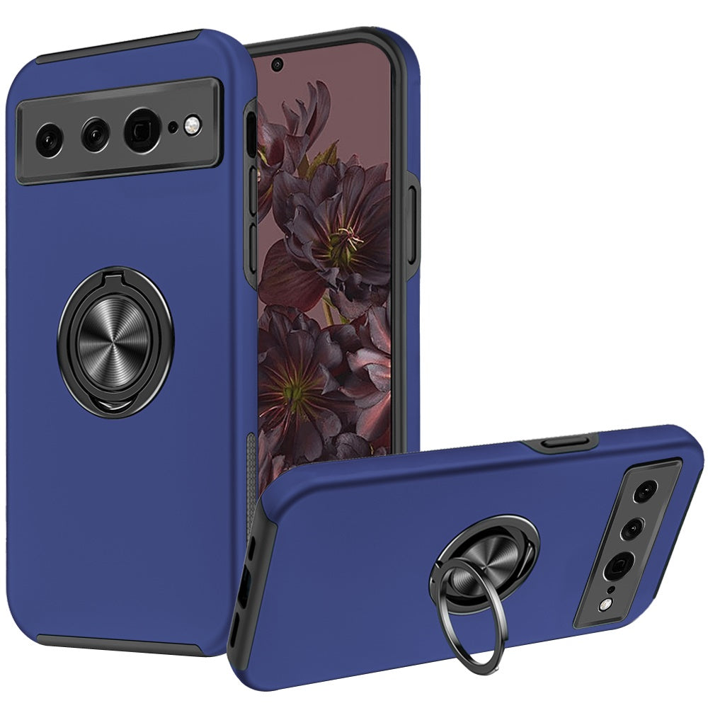 For Google Pixel 7 PRO (Triple Camera) Case Rubberized Ring Stand Hybrid Cover