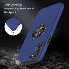 For Samsung Galaxy S21 FE CHIEF Oil Painted Magnetic RingStand Hybrid Case Cover