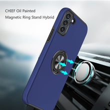 For Samsung Galaxy S21 FE CHIEF Oil Painted Magnetic RingStand Hybrid Case Cover