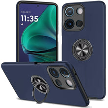 For Moto G Stylus 2025 Case Rubber Dual Layer w/ Magnetic Ring + Tempered Glass