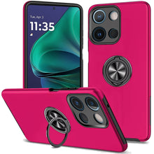 For Moto G Stylus 2025 Case Rubber Dual Layer w/ Magnetic Ring + Tempered Glass