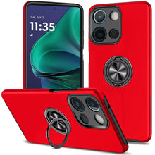 For Moto G Stylus 2025 Case Rubber Dual Layer w/ Magnetic Ring + Tempered Glass