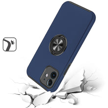 For iPhone 12/12 Pro Case Rubber Dual Layer Magnetic RingStand + Tempered Glass