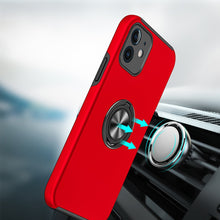 For iPhone 12/12 Pro Case Rubber Dual Layer Magnetic RingStand + Tempered Glass