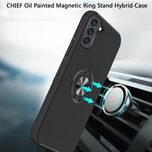 For Samsung Galaxy S22 CHIEF Oil Painted Magnetic Ring Stand Hybrid Case Cover