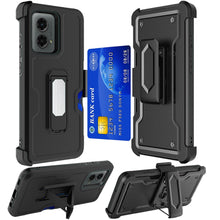 For Moto G Stylus 5G 2024 Case Card Holder Holster Clip w/ Stand +Tempered Glass