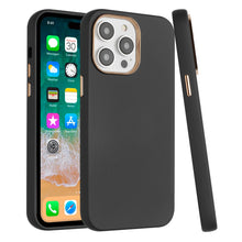 For iPhone 15 PRO Case Premium Soft Cover w/ Chrome buttons + 2 Tempered Glass