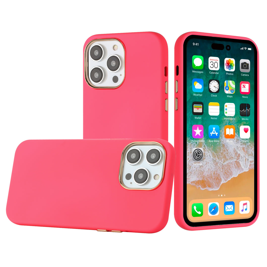 For iPhone 11 6.1 in. Case Soft Premium Slim with Chrome buttons +Tempered Glass