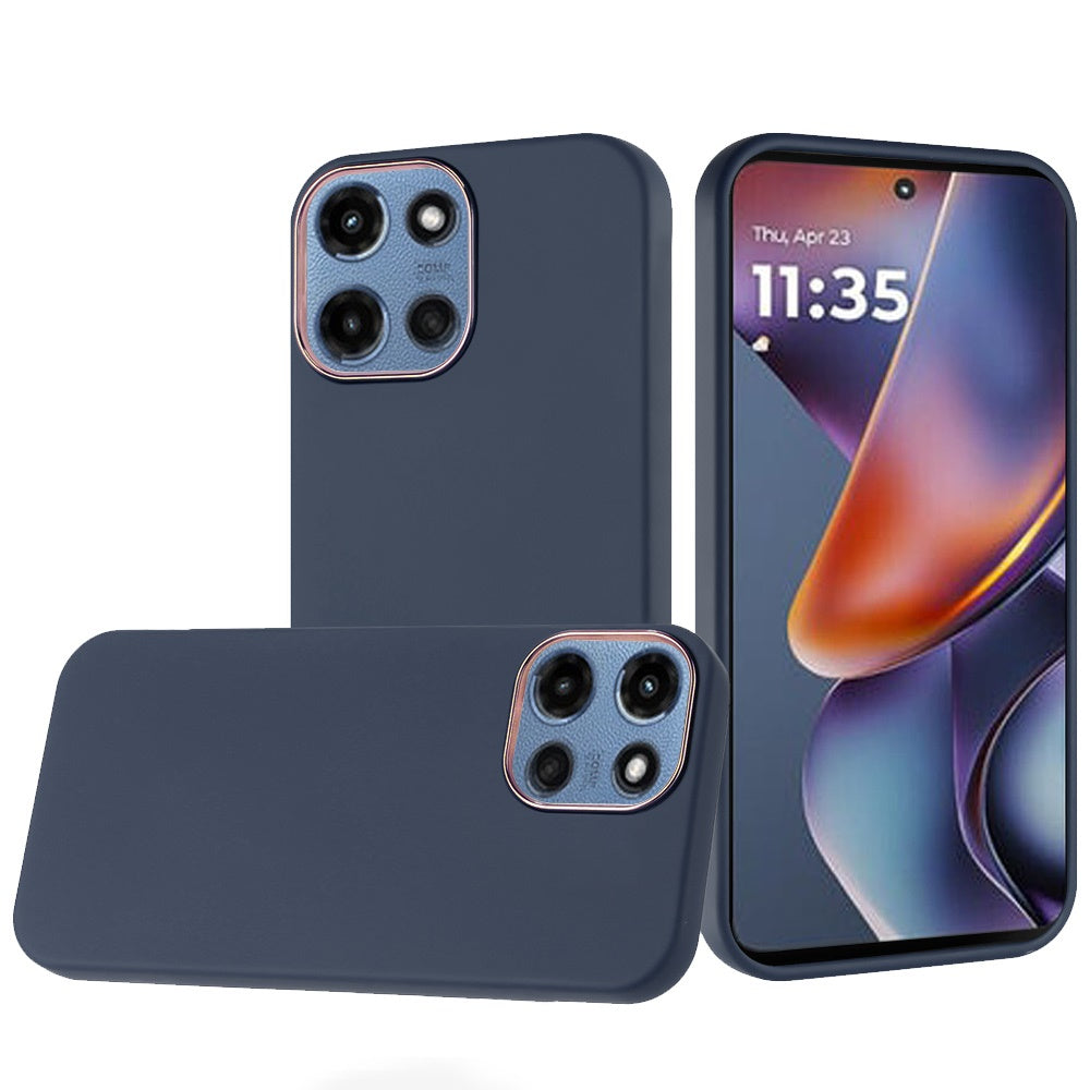 For Moto G 2025 Case Premium Soft Cover with Chrome buttons + Tempered Glass